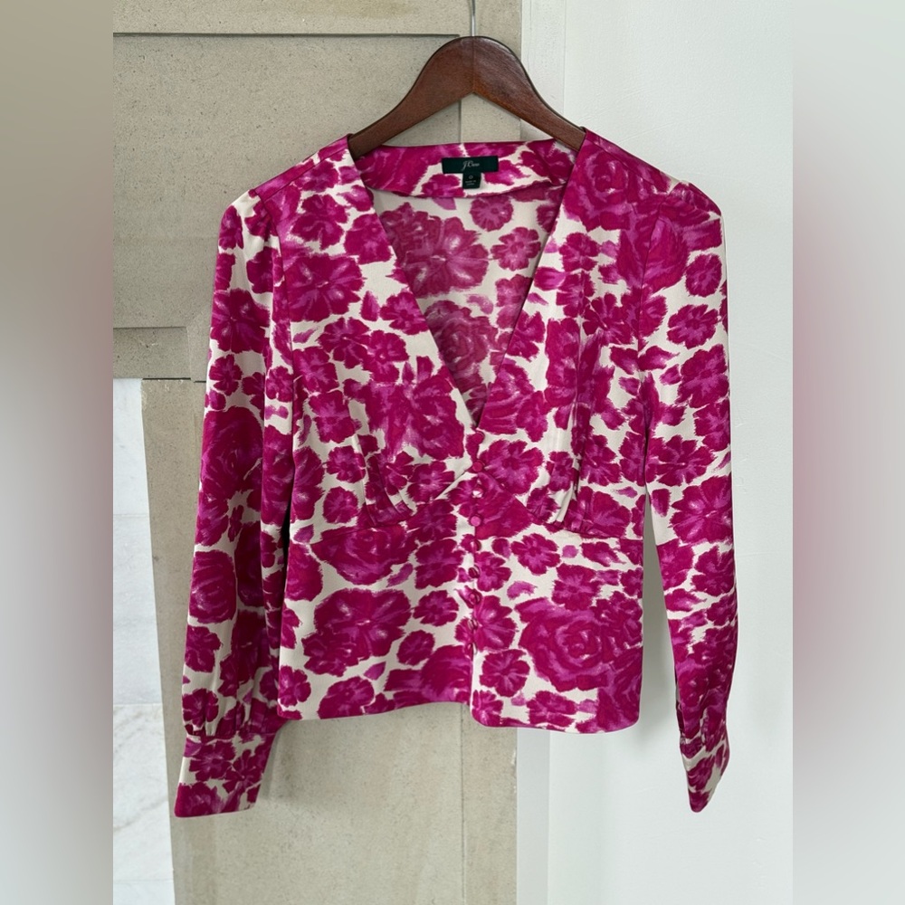 J.Crew Floral Satin Blouse